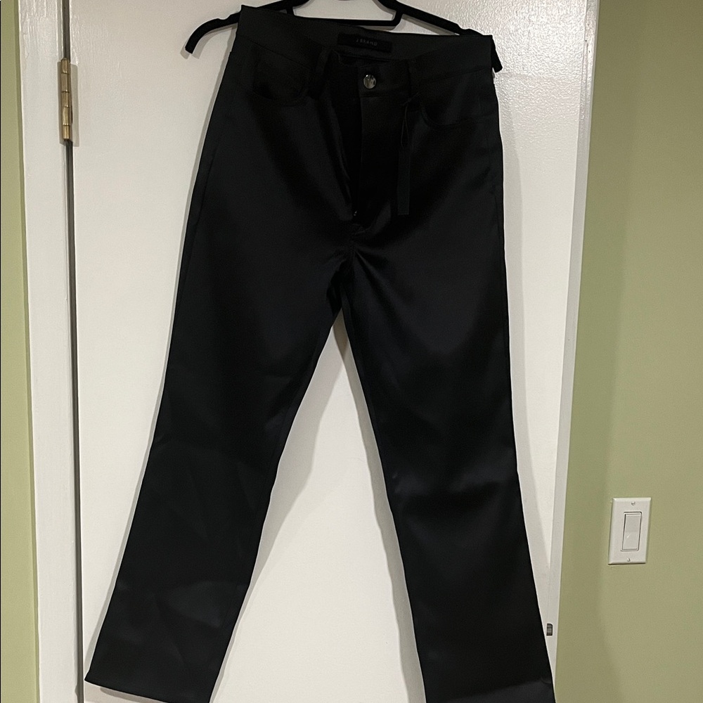Black sateen Straight-Leg Pants